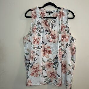 19 Cooper Hobart Tie Detail Floral Sleeveless Top - Pink and Green 2X